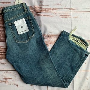 Flying Monkey ultra high waist jean with distressed hems, size 25 new with tags
